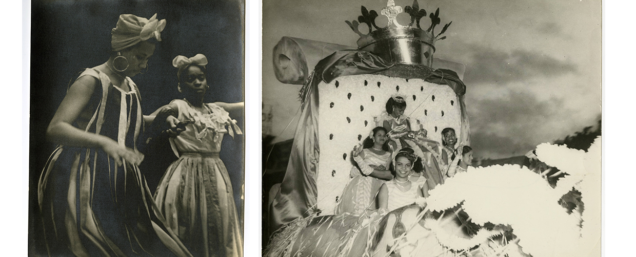 Women dancing in the Carnival Parade, undated. Cuban Photograph Collection. Cuban Heritage Collection, University of Miami Libraries. Float from Federación de Sociedades Cubanas de Color, undated. Cuban Photograph Collection. Cuban Heritage Collection, University of Miami Libraries.